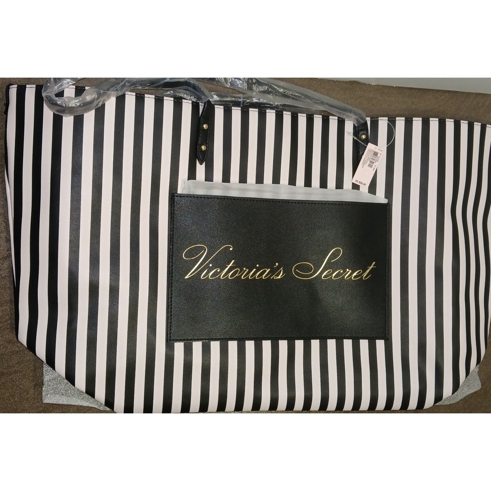 Victoria's Secret Tote Bag, Black & Pink,‎ size 12.5 x 5.5 x 12, W/free Lotion